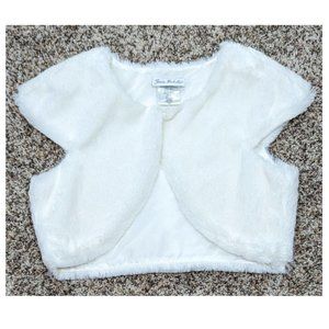Jona Michelle White Faux Fur Vest Girls Size 12 Soft Cropped Cape Balero